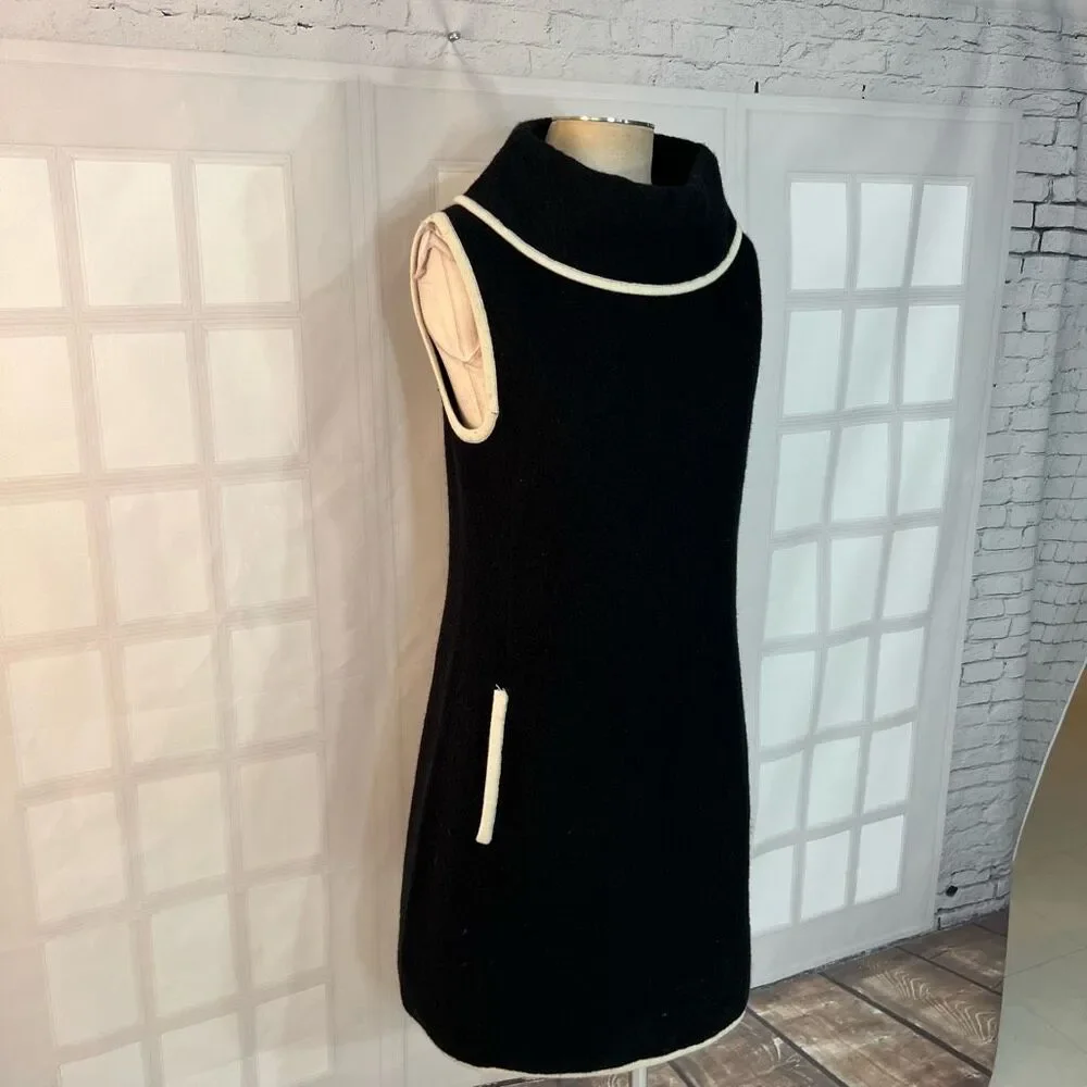 Rachel Zoe Black Wool Roll Neck Mod Vibe Mini Tunic Dress Size Medium - Picture 2 of 10